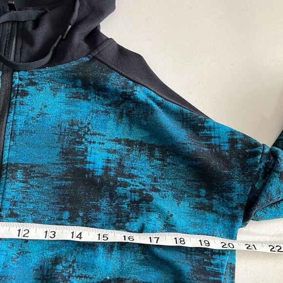 Josie Natori Patterned Full Zip Up Hoodie Teal Black Size Small - Picture 6 of 8